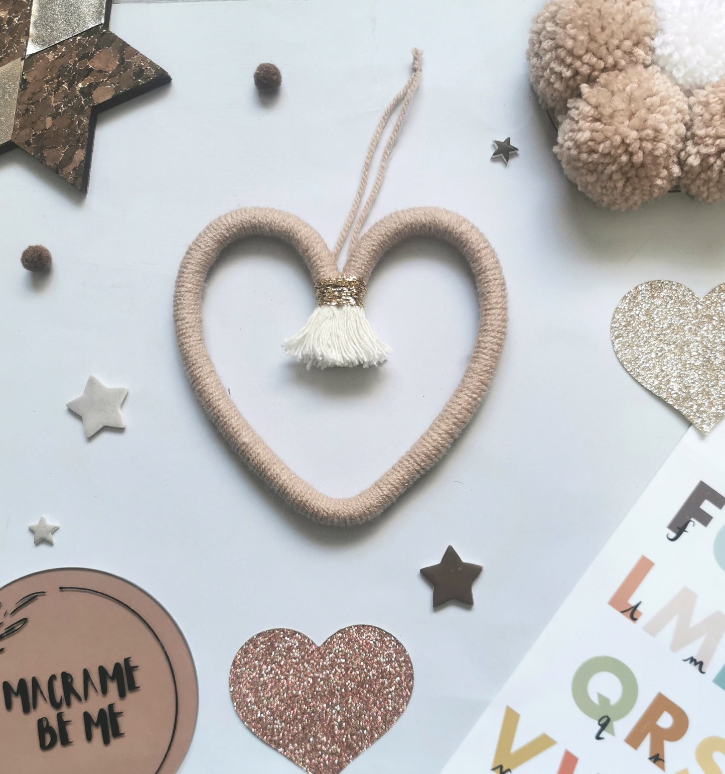 Macrame heart wall hanging decoration, nursery decor, boho wall hanging decoration, kids bedroom decor, gender neutral decor