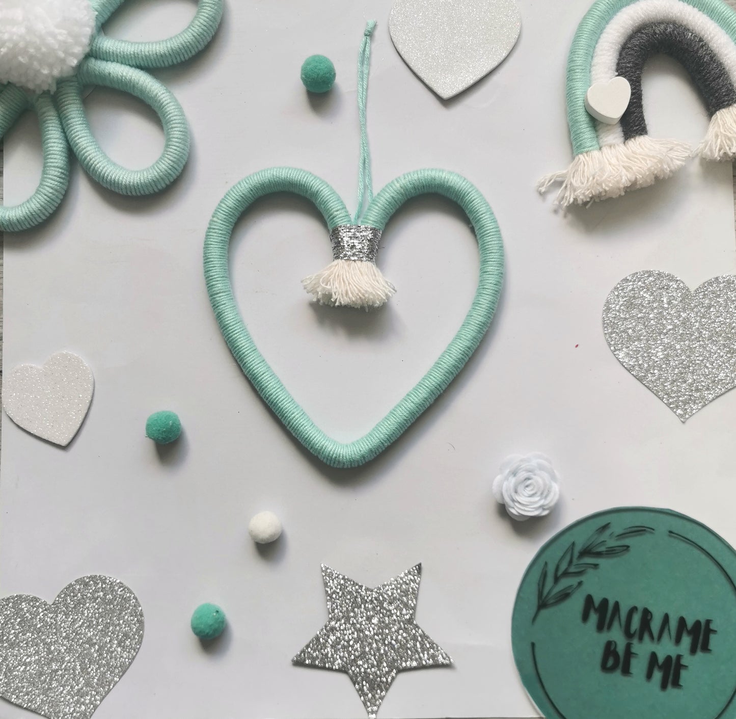 Macrame heart wall hanging decoration, nursery decor, boho wall hanging decoration, kids bedroom decor, turquoise decor