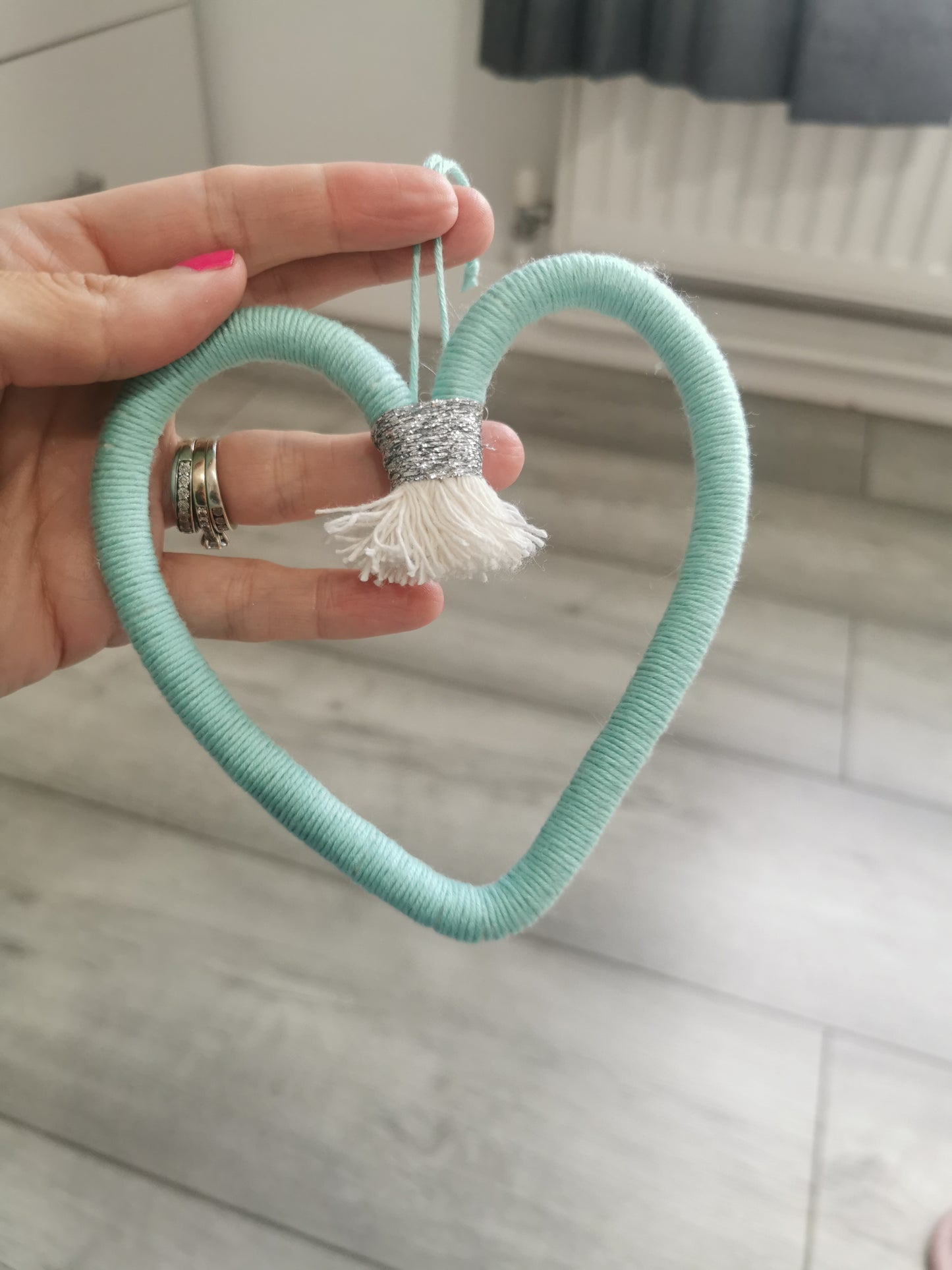 Macrame heart wall hanging decoration, nursery decor, boho wall hanging decoration, kids bedroom decor, turquoise decor