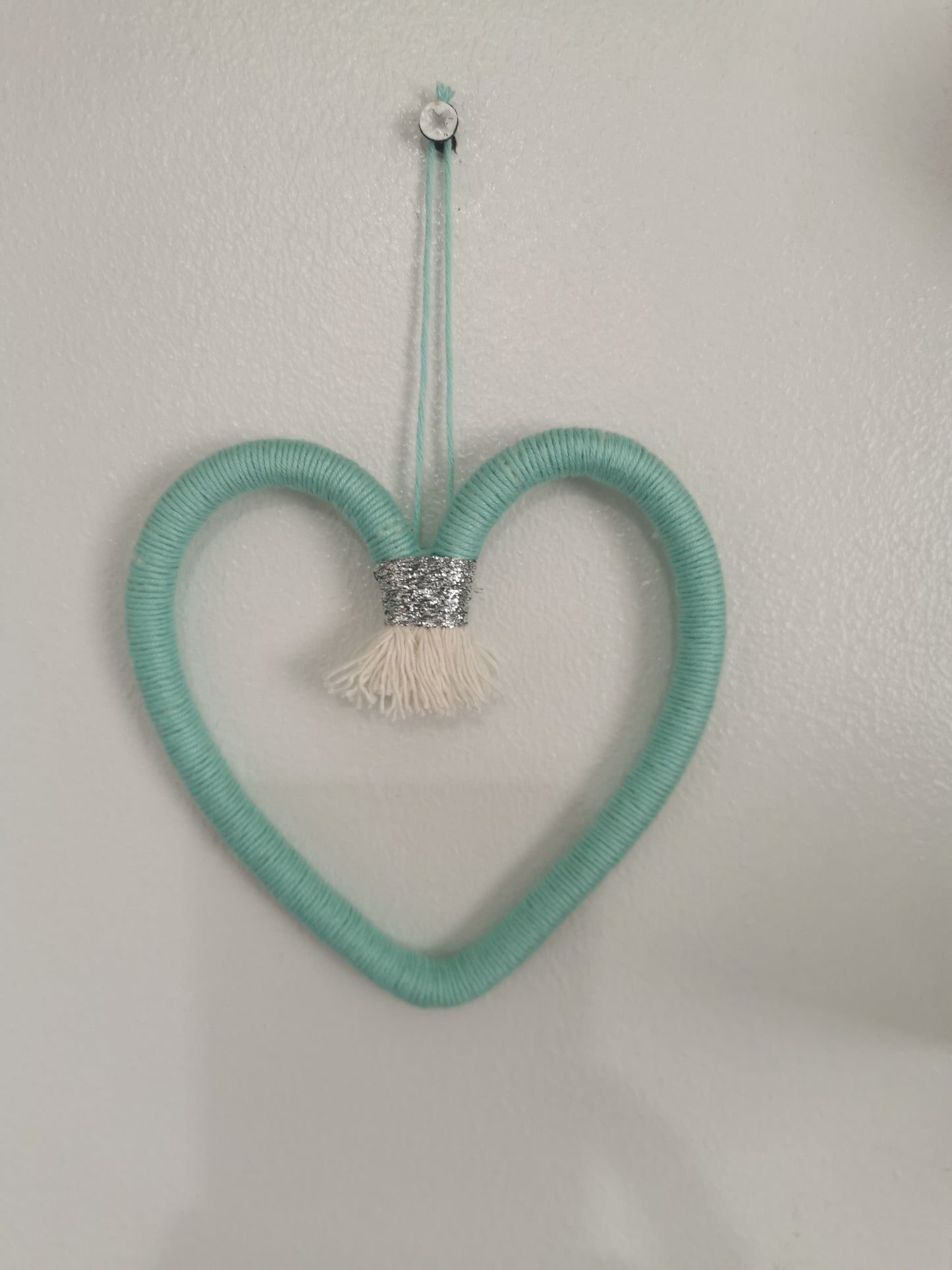 Macrame heart wall hanging decoration, nursery decor, boho wall hanging decoration, kids bedroom decor, turquoise decor