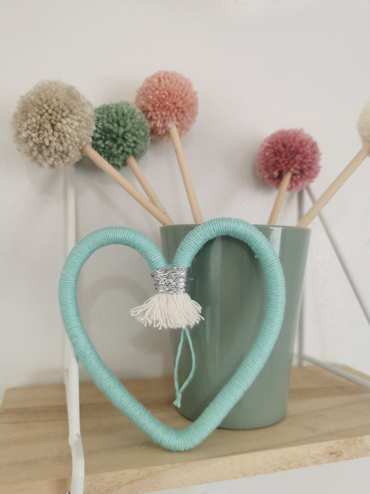 Macrame heart wall hanging decoration, nursery decor, boho wall hanging decoration, kids bedroom decor, turquoise decor