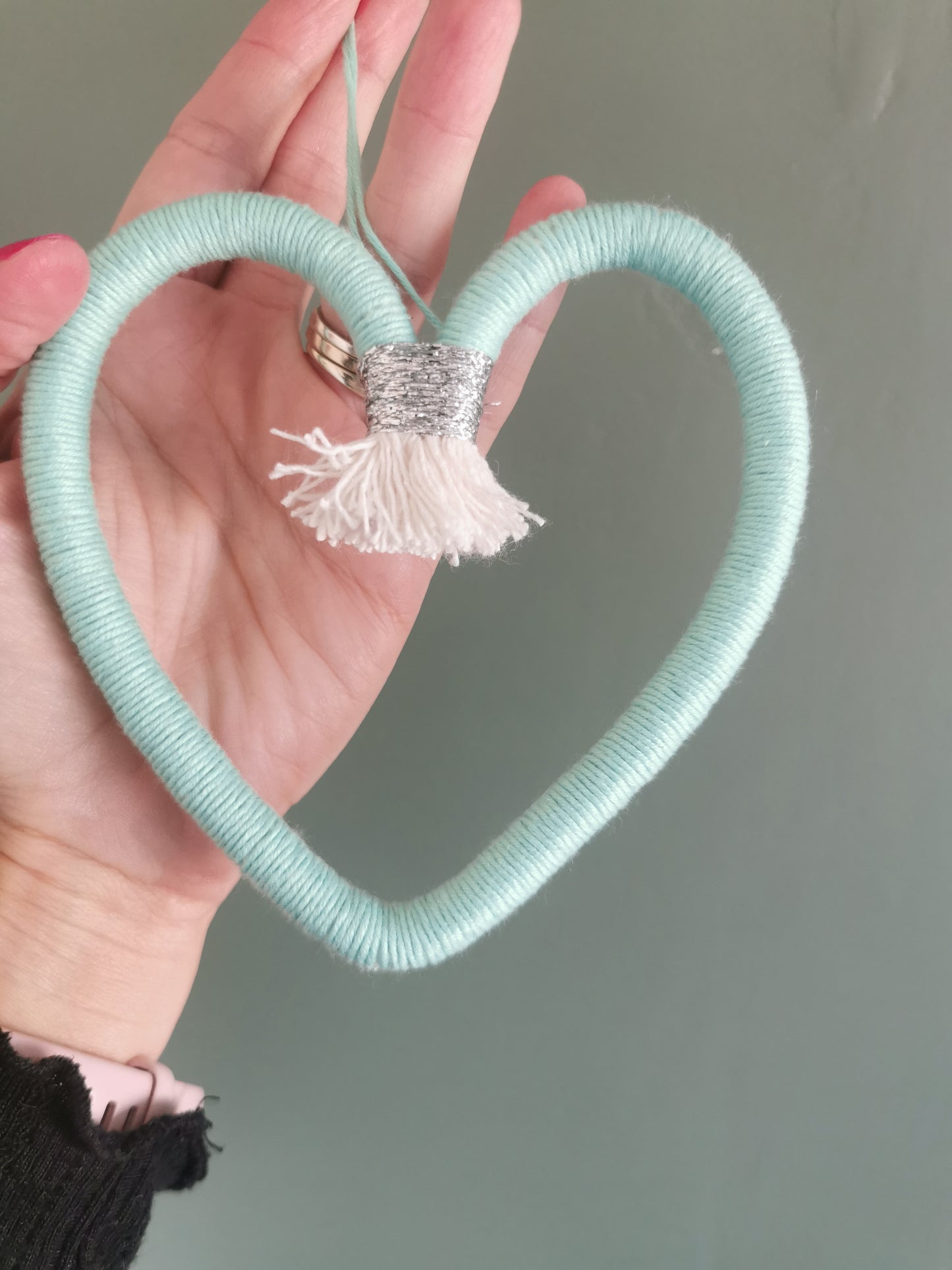 Macrame heart wall hanging decoration, nursery decor, boho wall hanging decoration, kids bedroom decor, turquoise decor