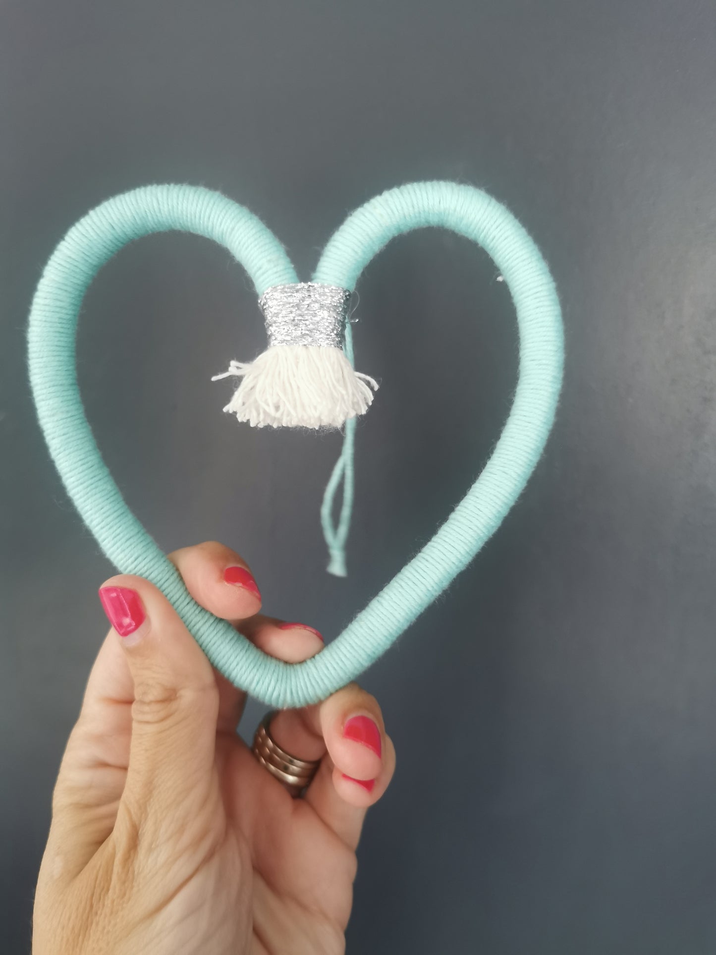 Macrame heart wall hanging decoration, nursery decor, boho wall hanging decoration, kids bedroom decor, turquoise decor