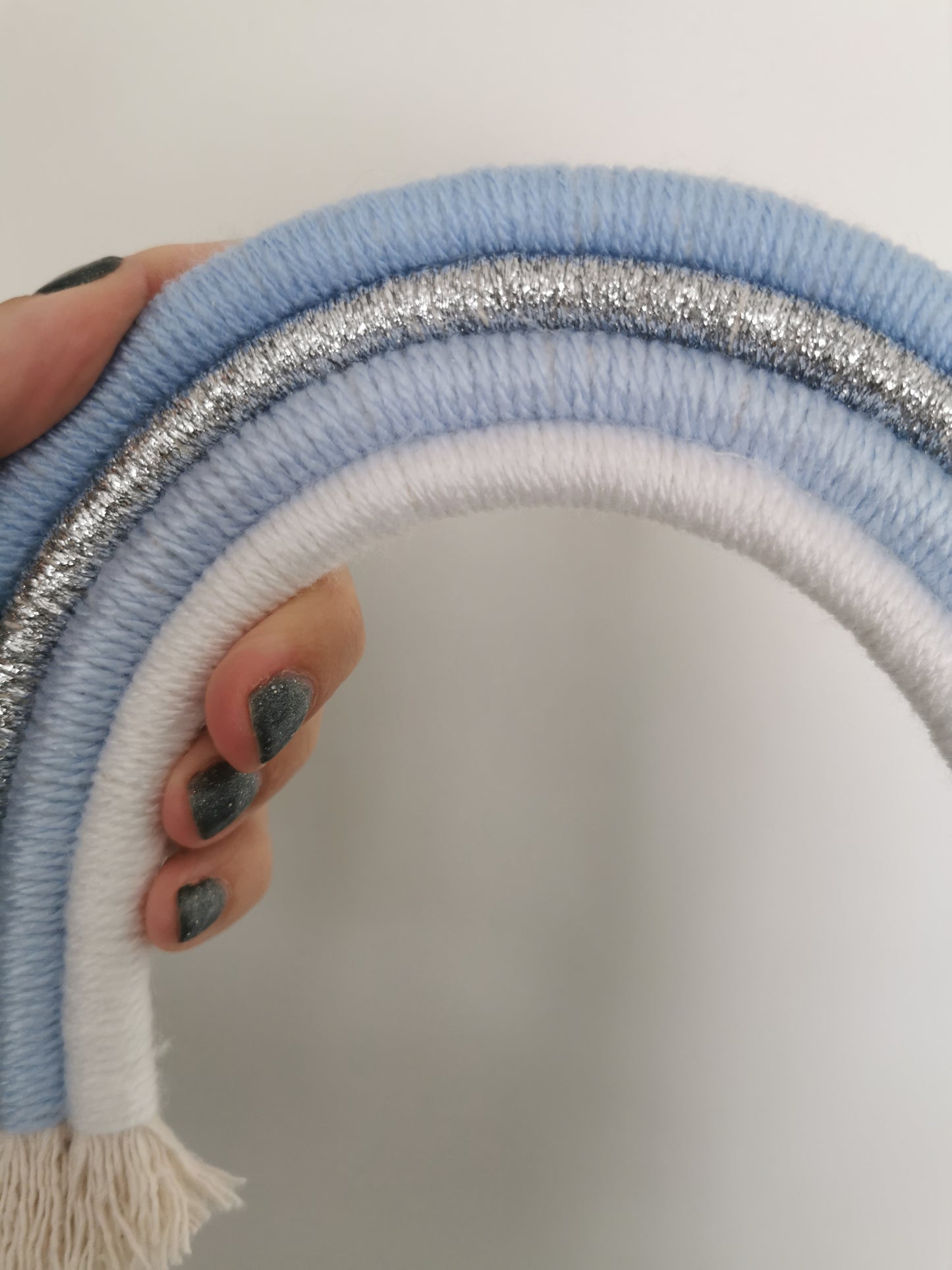 Macrame rainbow cake topper, blue cake decor, boho rainbow cake topper, christening cake decor, 1st birthday cake topper, gender reveal decor, baby shower cake decor