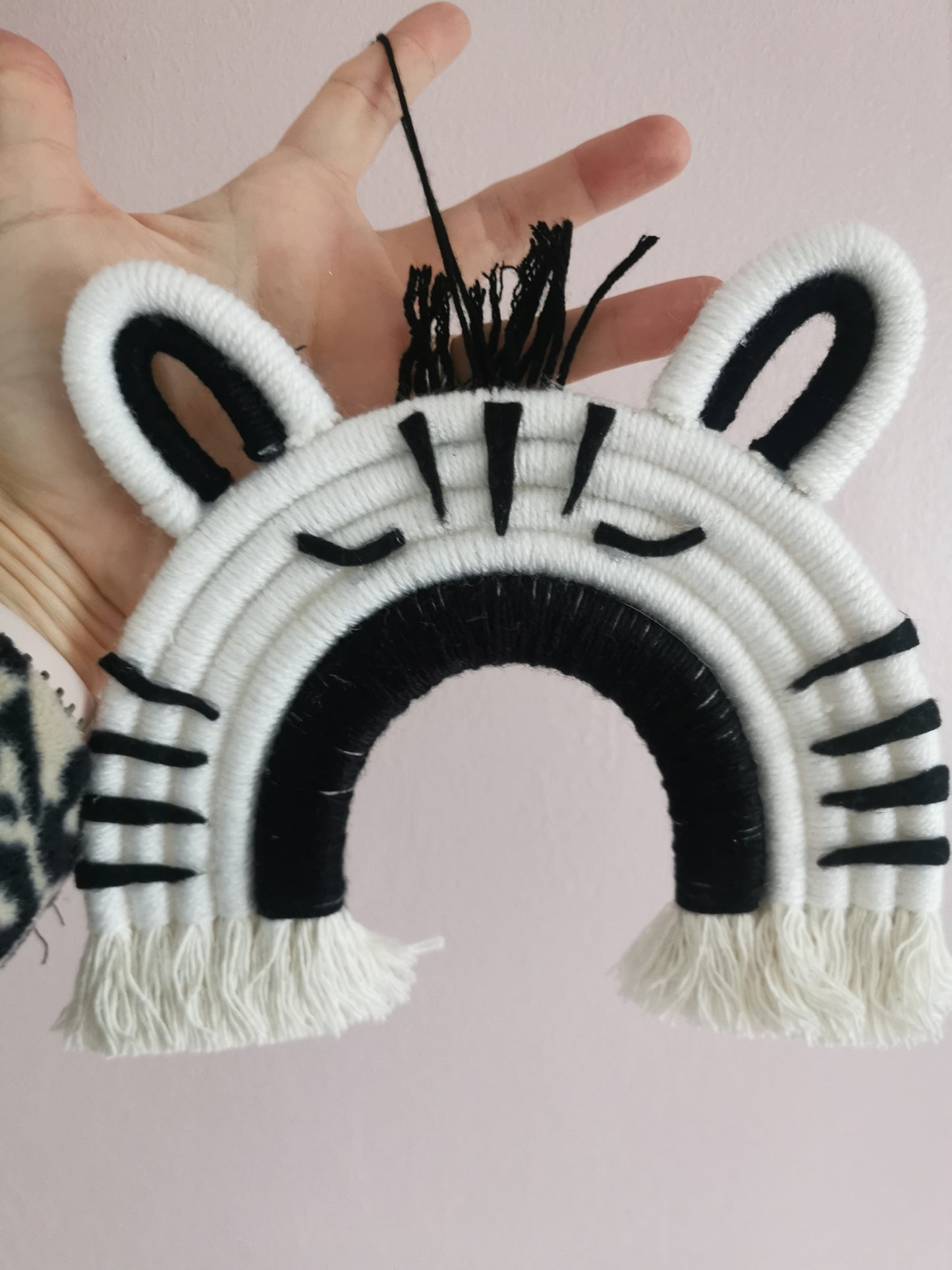 Macrame zebra wall hanging decoration, safari nursery decor, zebra wall hanging, macrame rainbow, animal decor