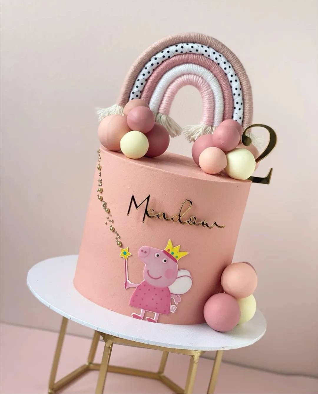 Macrame rainbow cake topper, pink cake decor, boho rainbow cake topper, christening cake decor, 1st birthday cake topper, gender reveal decor, baby shower cake decor