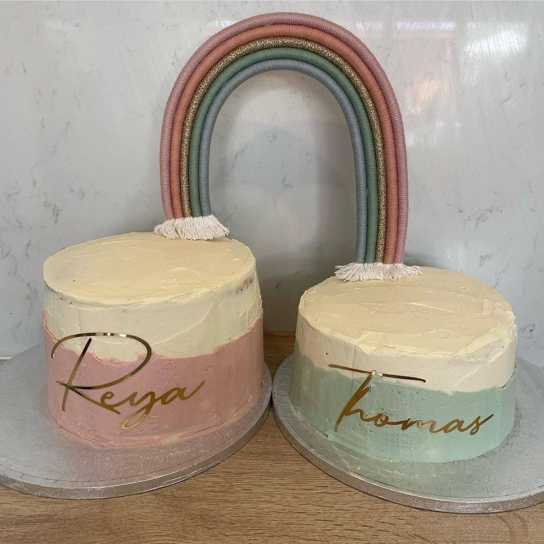 Macrame rainbow cake topper, gender neutral cake decor, boho rainbow cake topper, christening cake decor, 1st birthday cake topper, baby shower cake decor