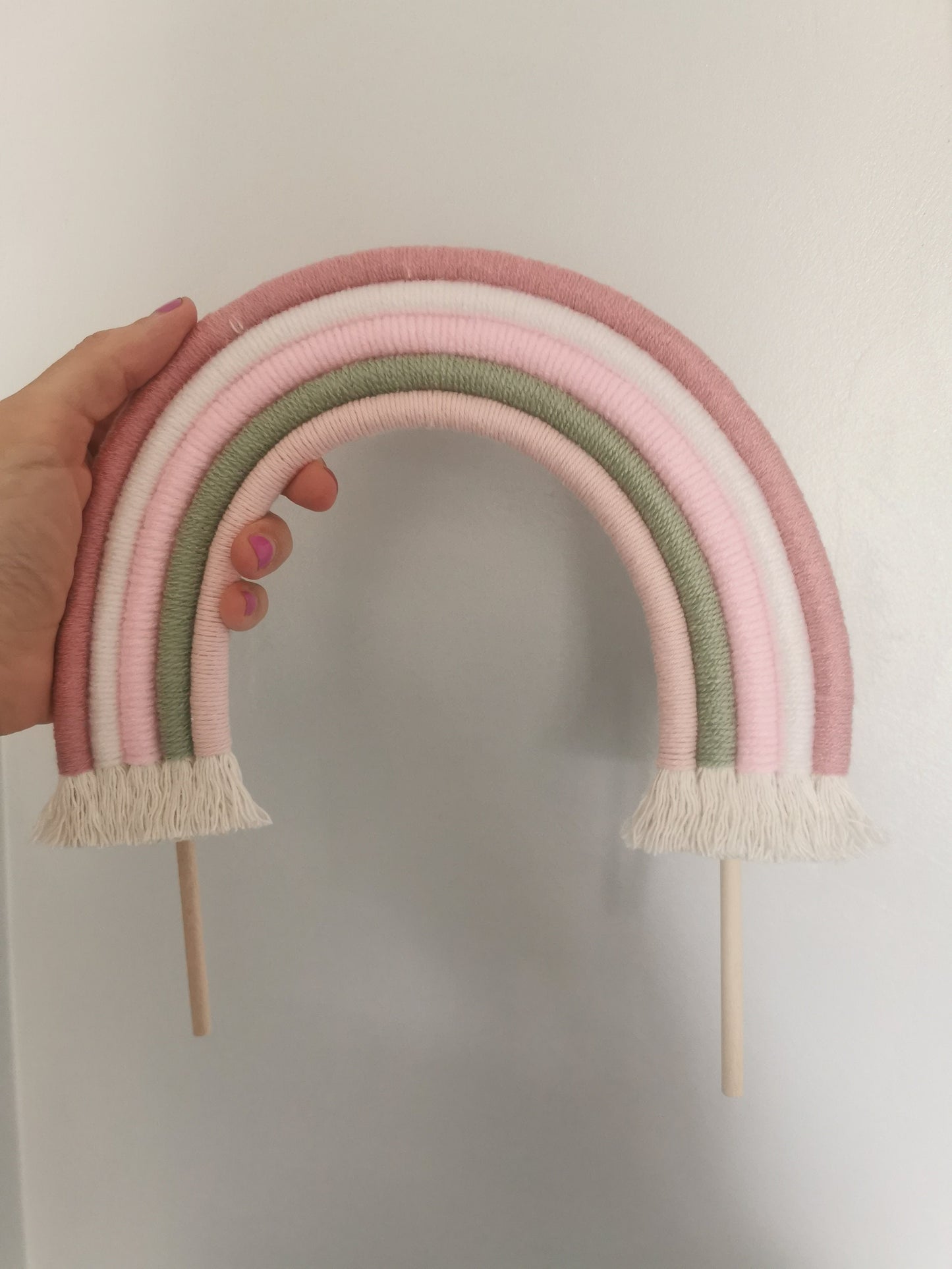 Macrame rainbow cake topper, pink cake decor, boho rainbow cake topper, christening cake decor, 1st birthday cake topper, gender reveal decor, baby shower cake decor