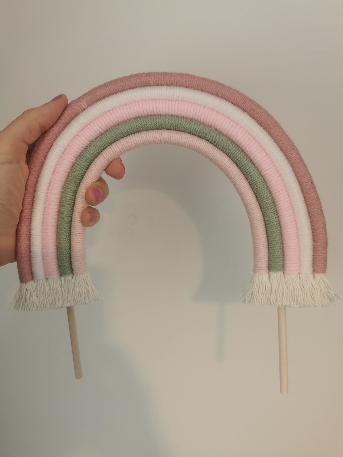 Macrame rainbow cake topper, pink cake decor, boho rainbow cake topper, christening cake decor, 1st birthday cake topper, gender reveal decor, baby shower cake decor