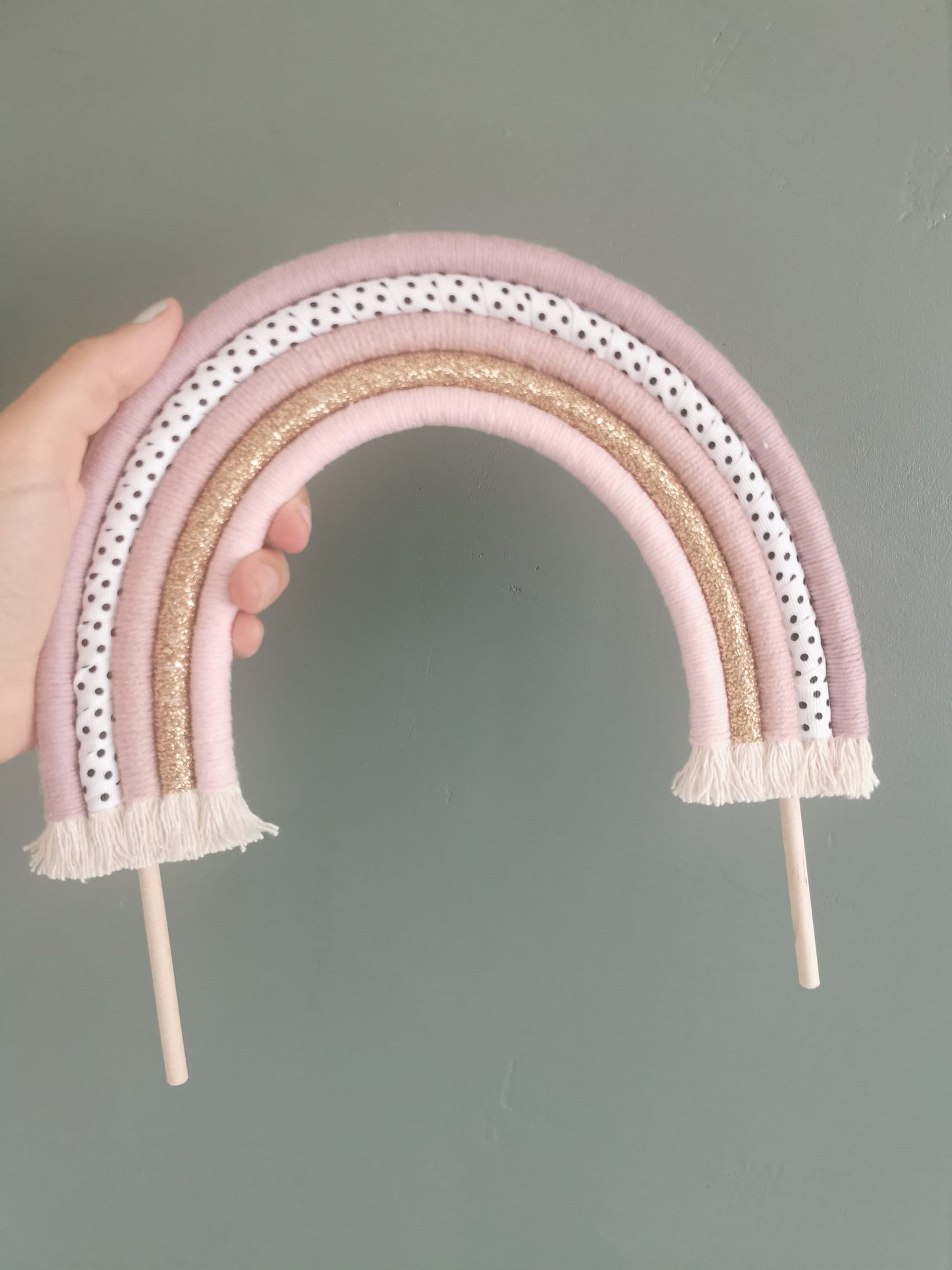 Macrame rainbow cake topper, pink cake decor, boho rainbow cake topper, christening cake decor, 1st birthday cake topper, gender reveal decor, baby shower cake decor