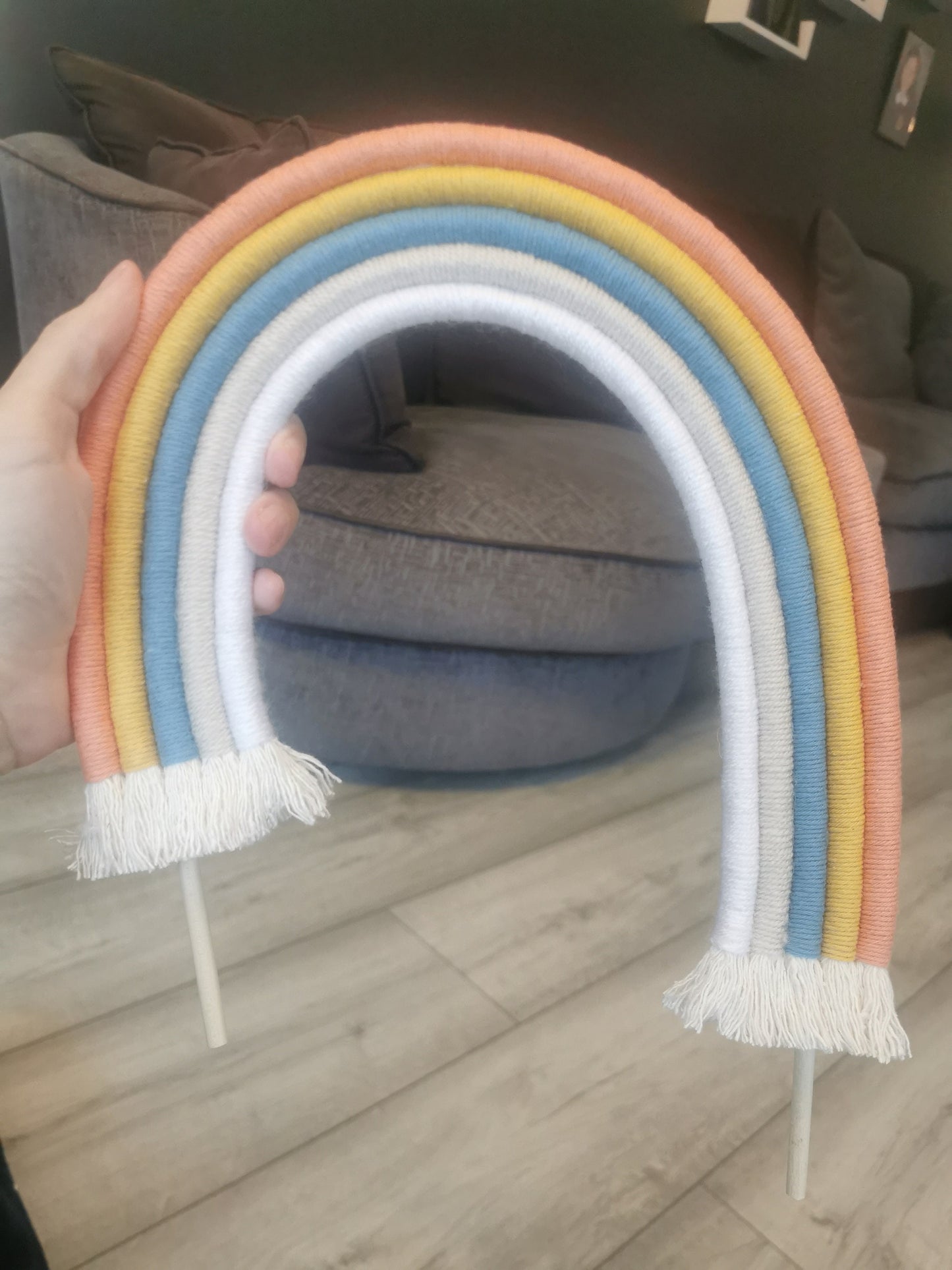 Macrame rainbow cake topper, gender neutral cake decor, boho rainbow cake topper, christening cake decor, 1st birthday cake topper, baby shower cake decor