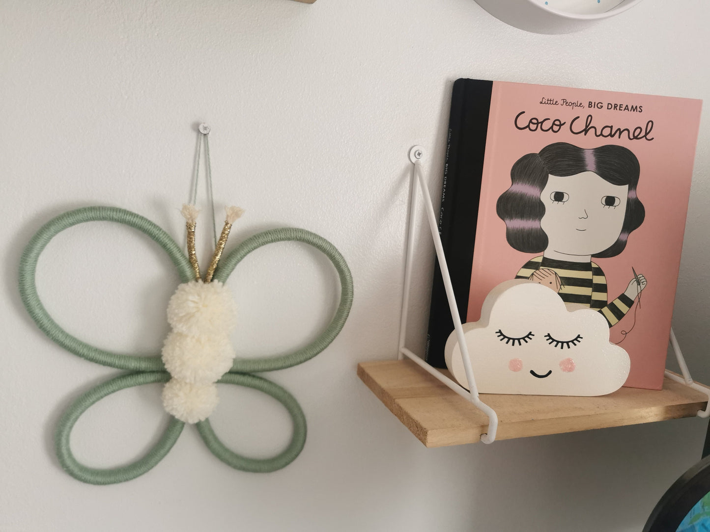 Macrame butterfly wall hanging decoration, sage green nursery decor, nursery shelf decor, girls room decor, boho nursery decor