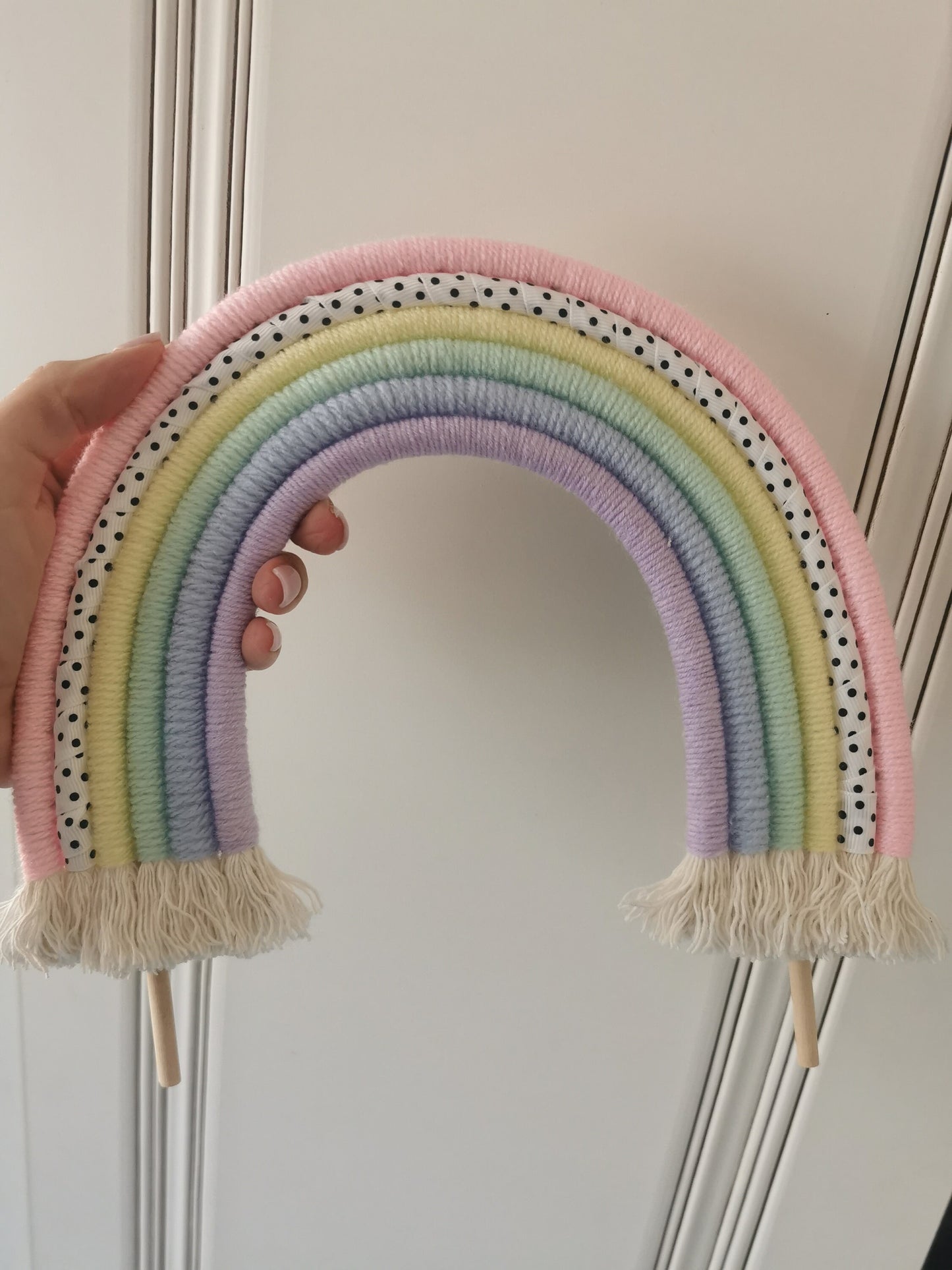 Macrame rainbow cake topper, pastel cake decor, boho rainbow cake topper, christening cake decor, 1st birthday cake topper, baby shower cake decor