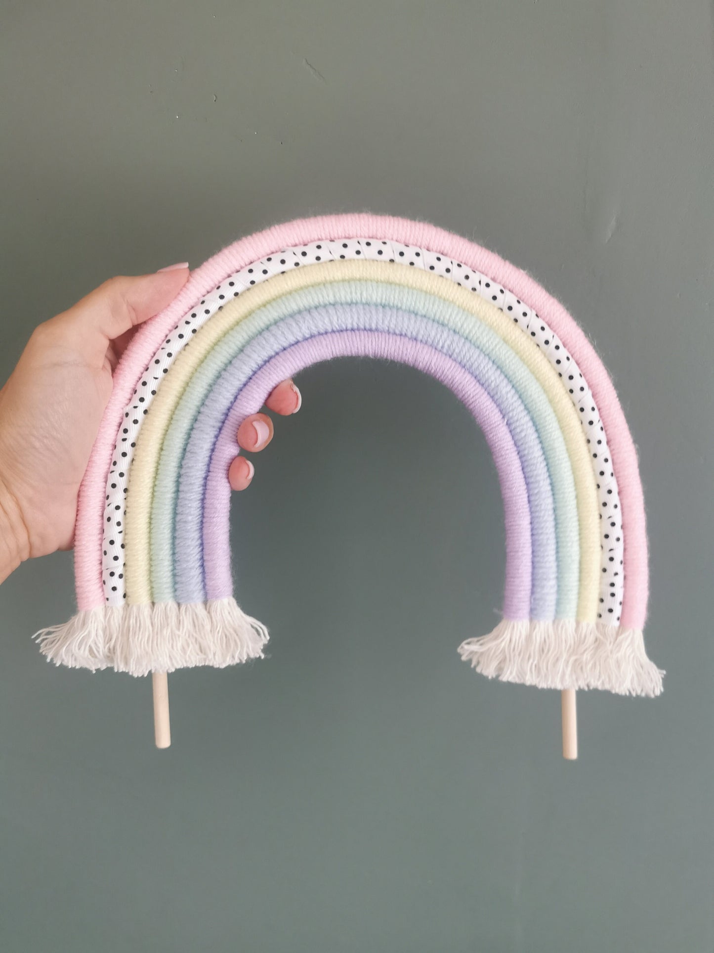 Macrame rainbow cake topper, pastel cake decor, boho rainbow cake topper, christening cake decor, 1st birthday cake topper, baby shower cake decor