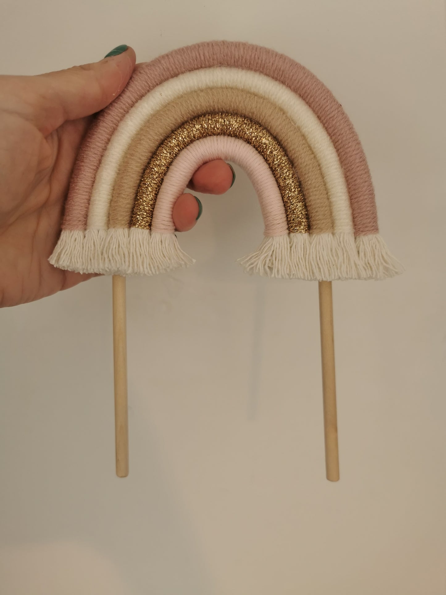 Macrame rainbow cake topper, pink cake decor, boho rainbow cake topper, christening cake decor, 1st birthday cake topper, gender reveal decor, baby shower cake decor