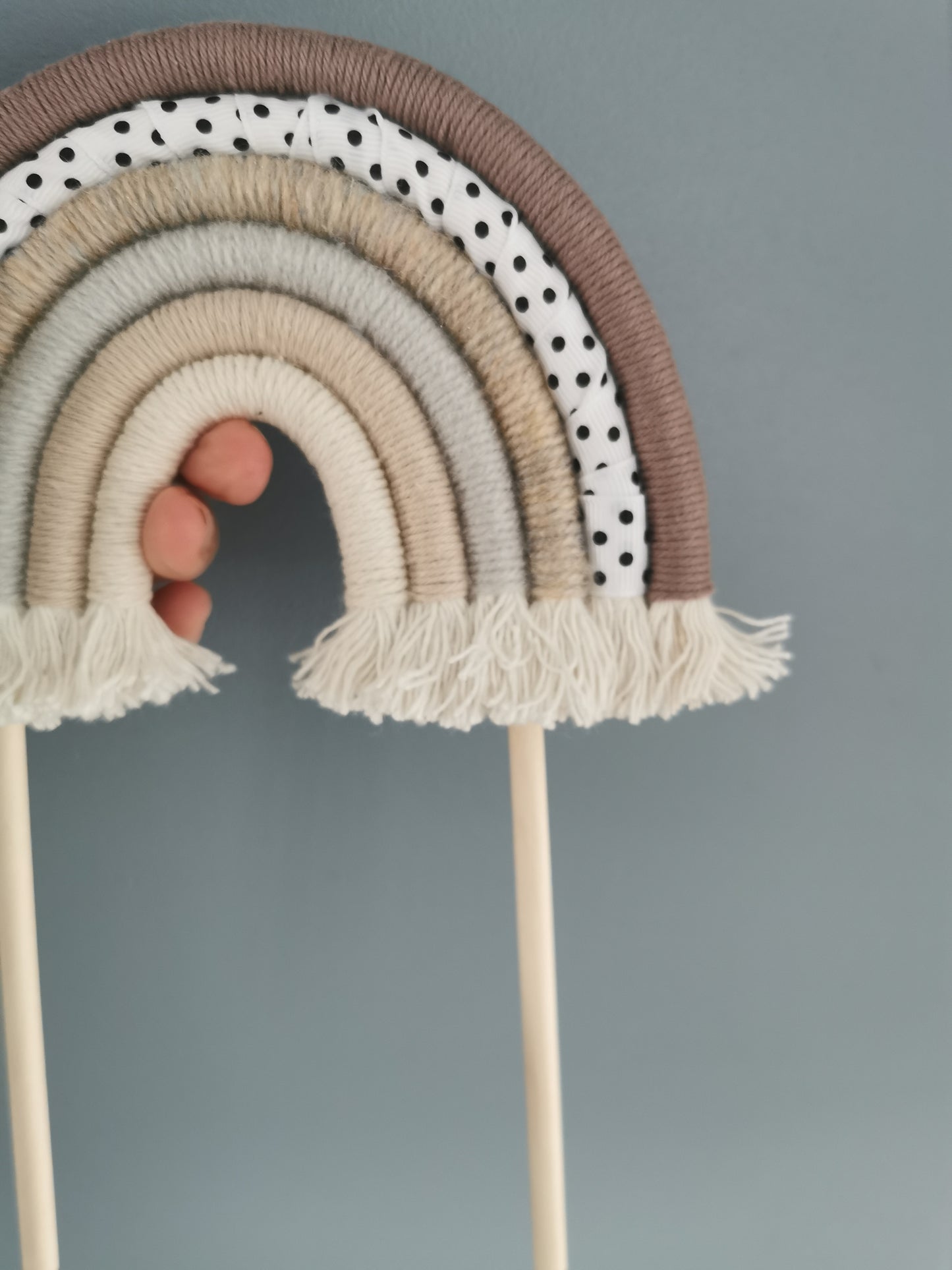 Macrame rainbow cake topper, gender neutral cake decor, boho rainbow cake topper, christening cake decor, 1st birthday cake topper, baby shower cake decor