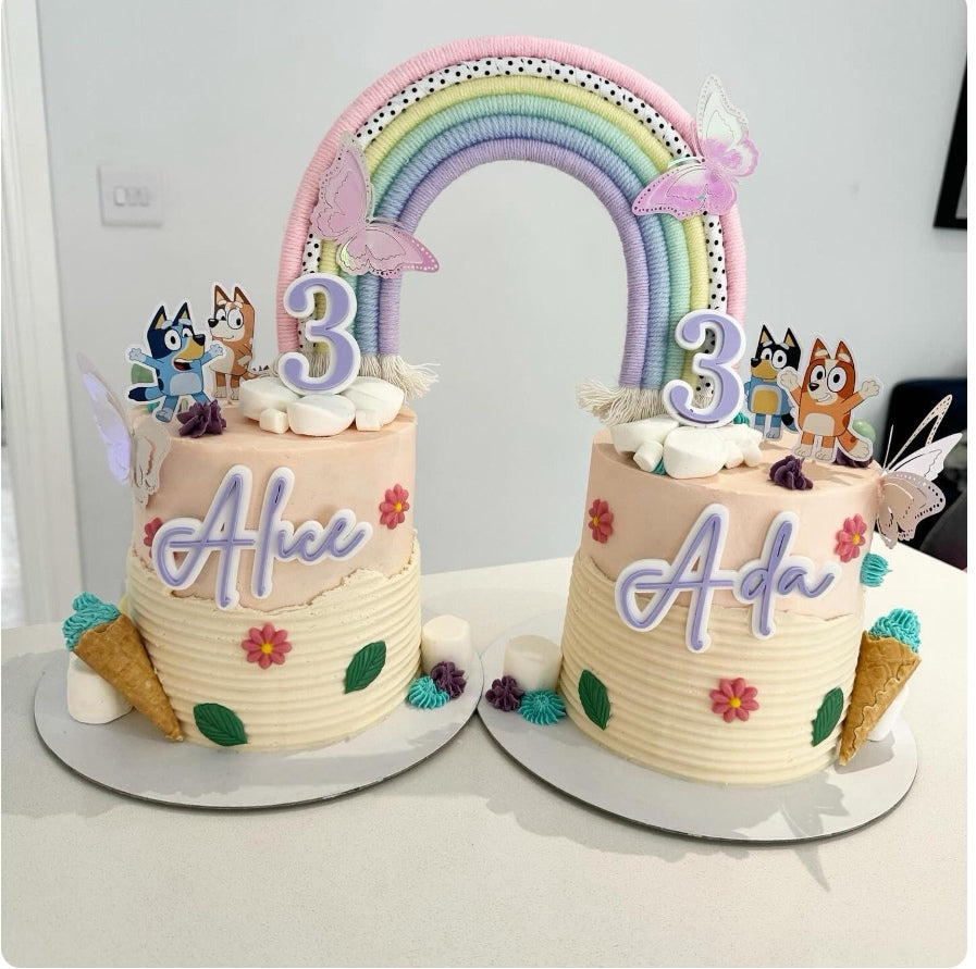 Macrame rainbow cake topper, pastel cake decor, boho rainbow cake topper, christening cake decor, 1st birthday cake topper, baby shower cake decor