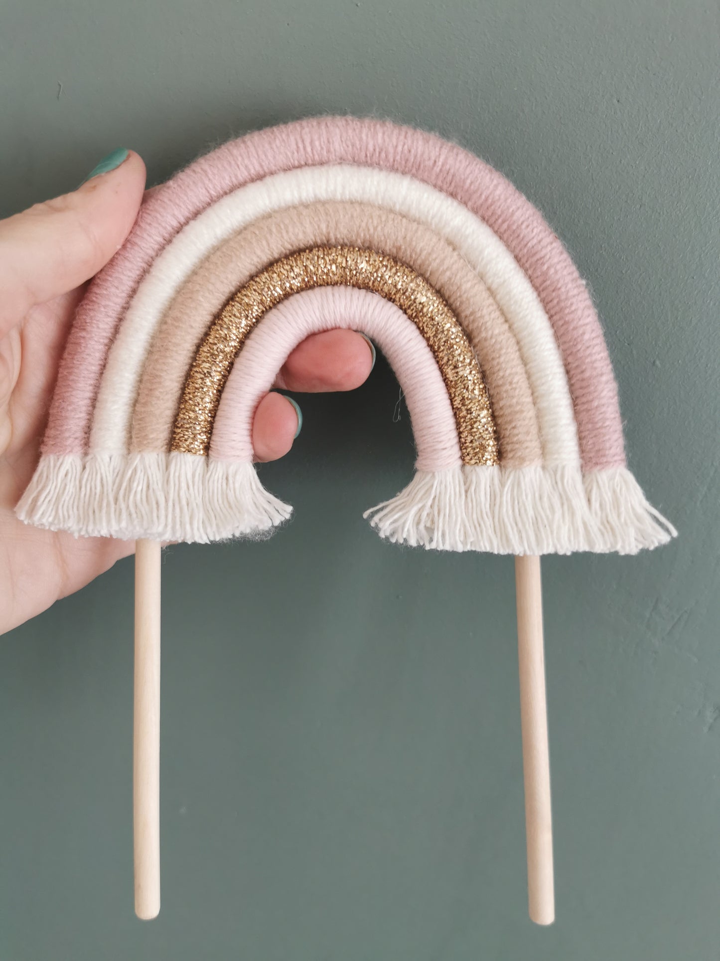 Macrame rainbow cake topper, pink cake decor, boho rainbow cake topper, christening cake decor, 1st birthday cake topper, gender reveal decor, baby shower cake decor