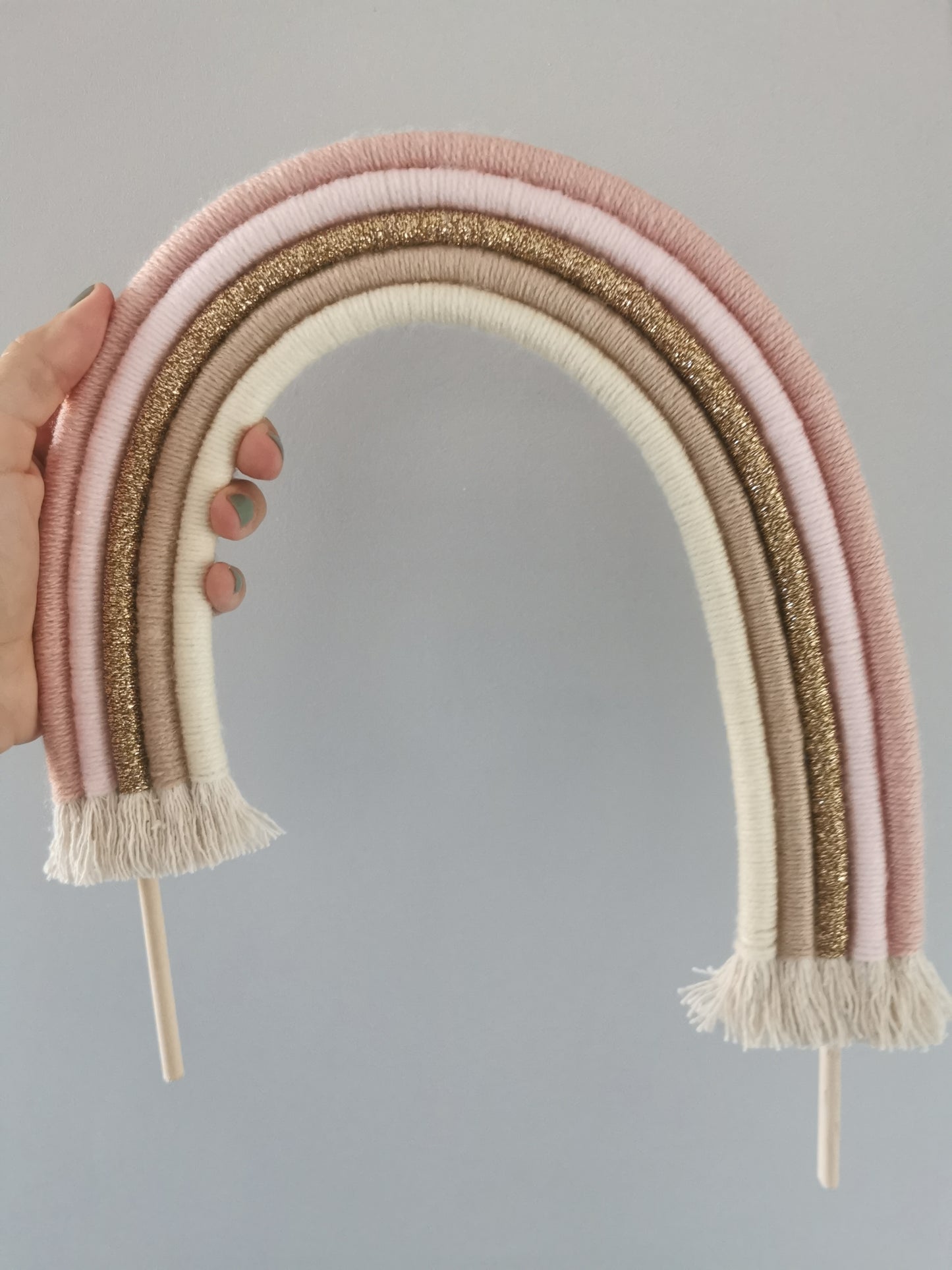 Macrame rainbow cake topper, pink cake decor, boho rainbow cake topper, christening cake decor, 1st birthday cake topper, gender reveal decor, baby shower cake decor