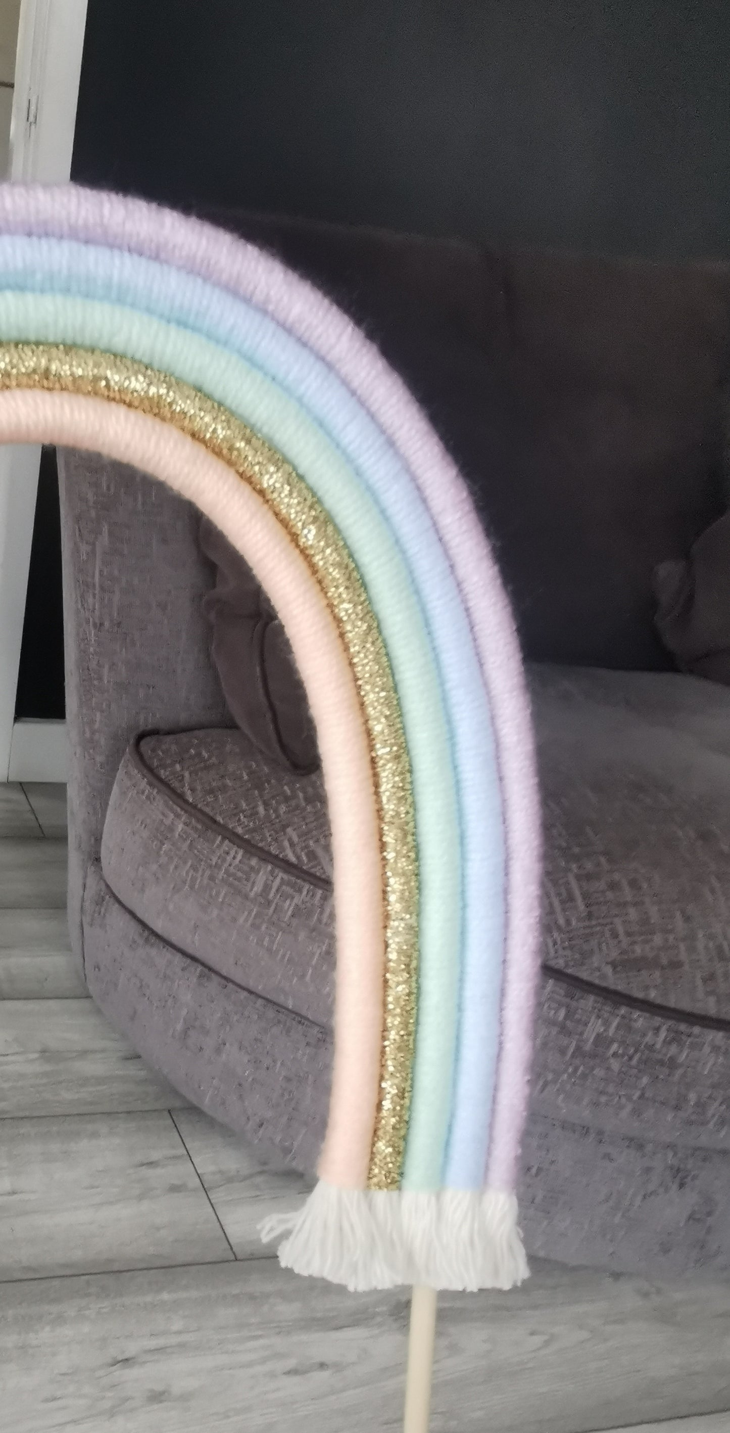 Macrame rainbow cake topper, pastel cake decor, boho rainbow cake topper, christening cake decor, 1st birthday cake topper, baby shower cake decor