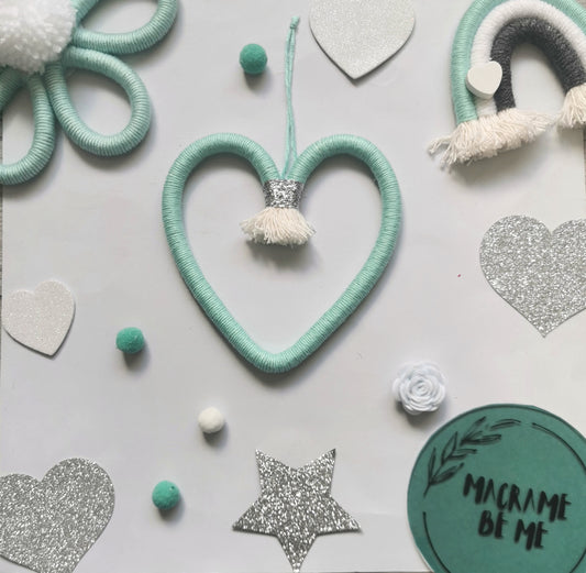 Macrame heart wall hanging decoration, nursery decor, boho wall hanging decoration, kids bedroom decor, turquoise decor
