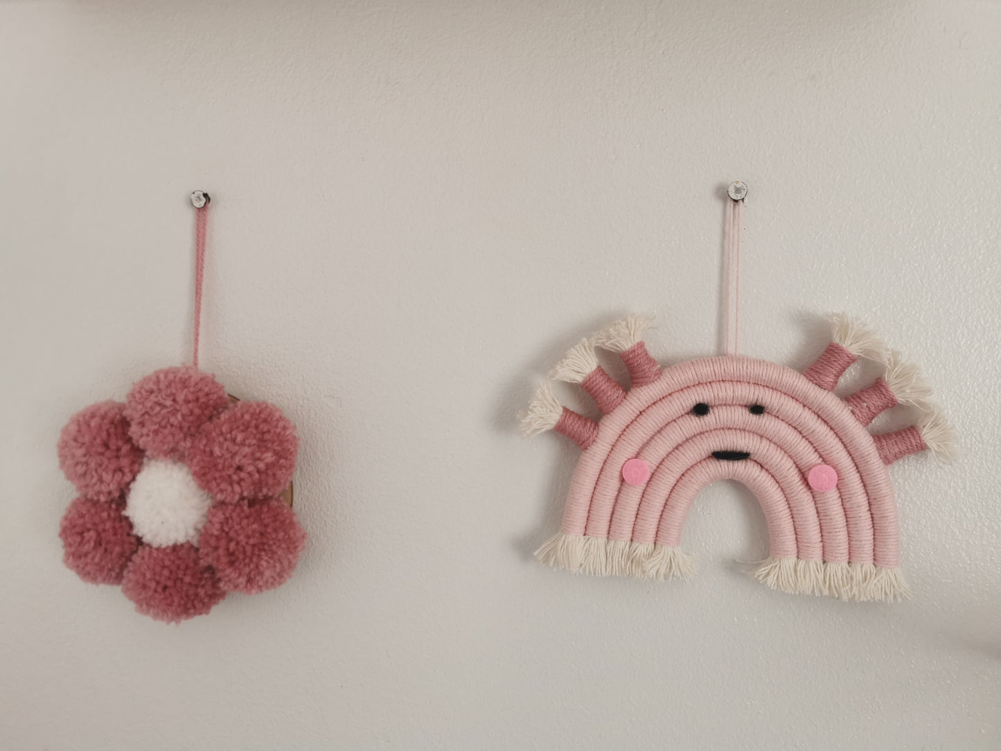 Axolotl macrame rainbow wall hanging, axolotl decor, axolotyl bedroom decor, pink decor