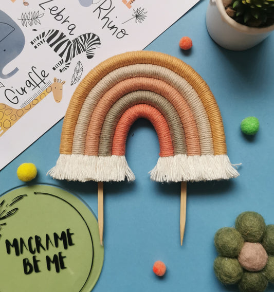 Macrame rainbow cake topper, boho cake decor, boho rainbow cake topper, christening cake decor, 1st birthday cake topper, gender reveal decor, baby shower cake decor