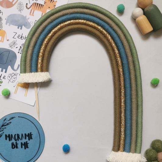 Macrame rainbow cake topper, green cake decor, boho rainbow cake topper, christening cake decor, 1st birthday cake topper, baby shower cake decor