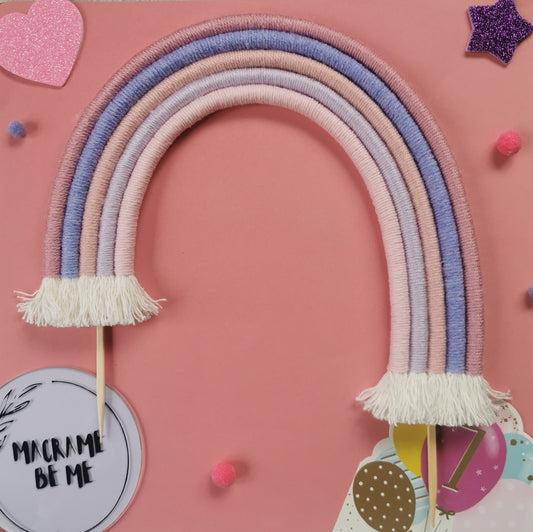Rainbow cake topper, pink cake decor, boho rainbow cake topper, christening cake decor, 1st birthday cake topper, gender reveal decor, baby shower cake decor